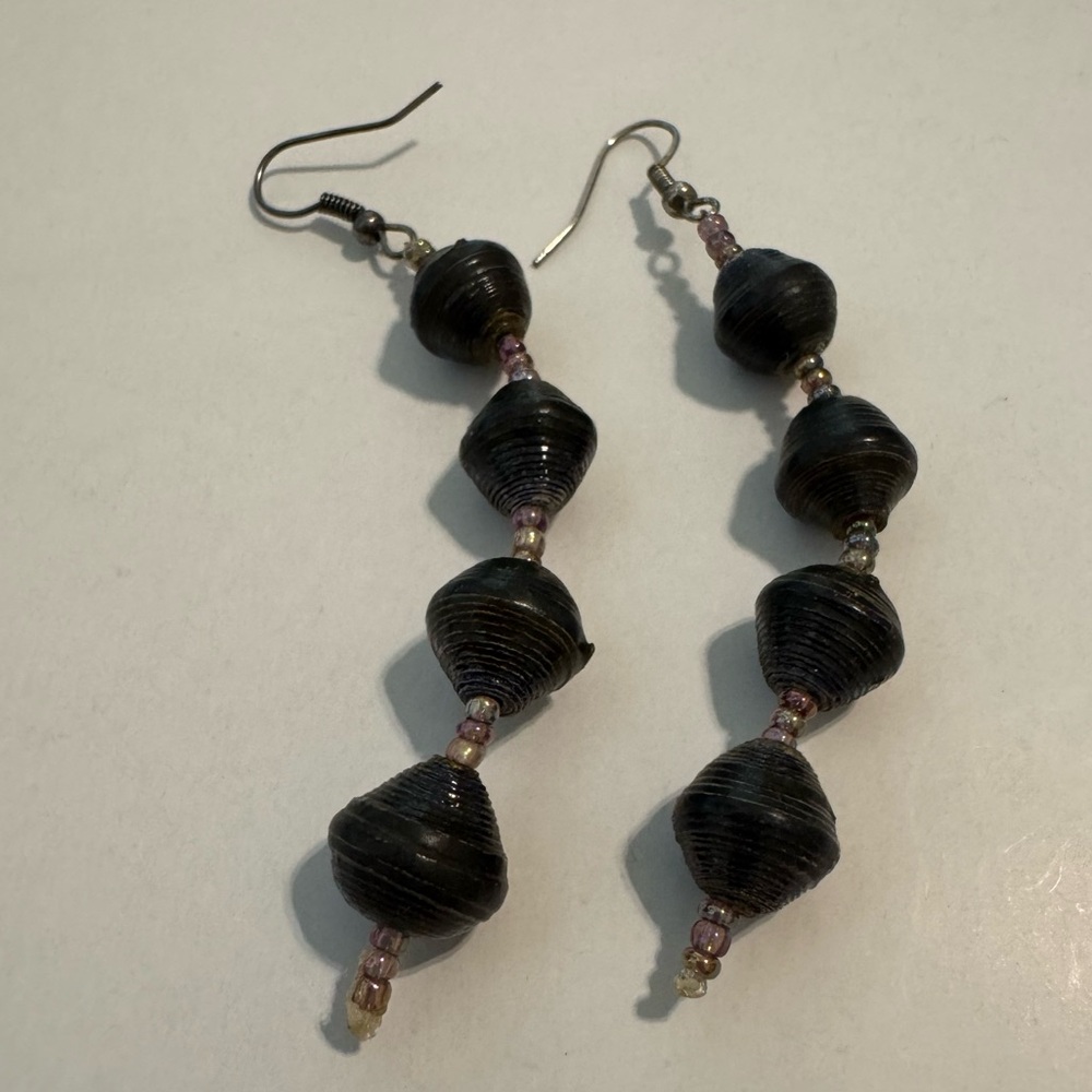 NWOT Ugandan Handmade Paper Bead Earrings